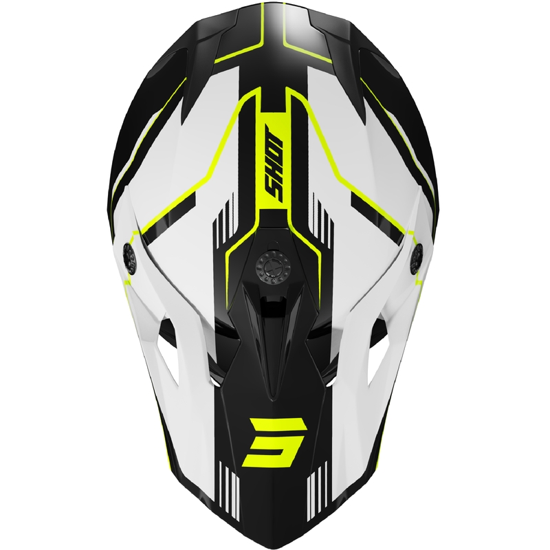 Casca motocross copii Shot Pulse Lines negru-galben fluo