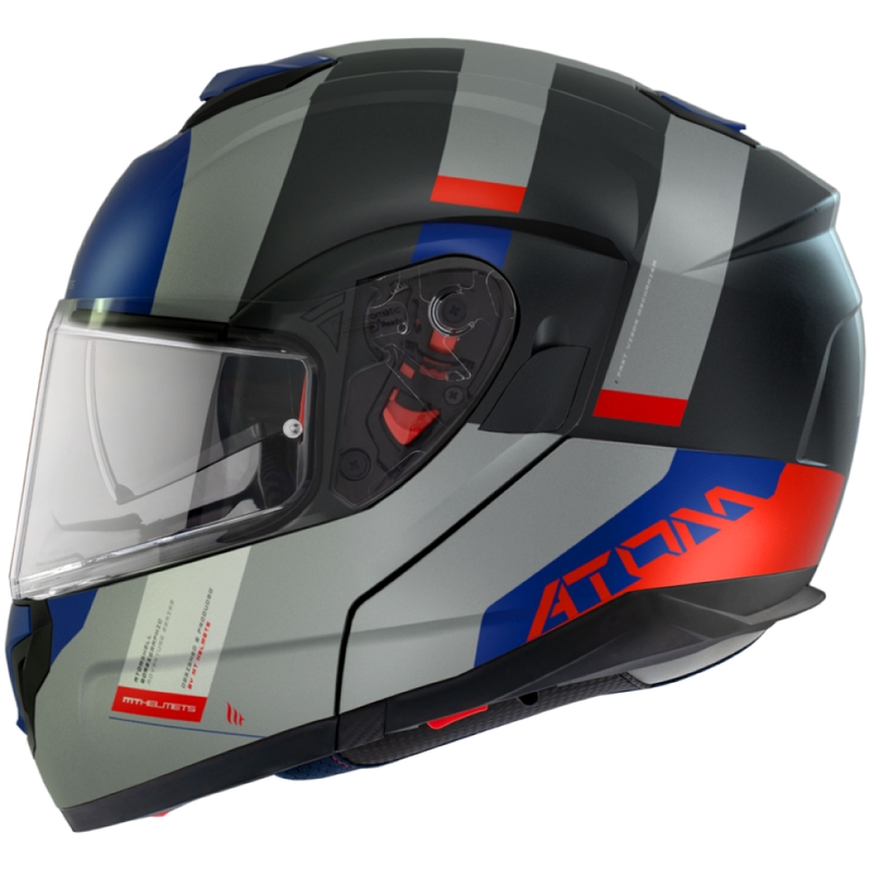 Cască de motocicletă MT Atom SV Gorex C12 Flip Up Negru-Gri-Albastru-Roșu Reducere lichidare
