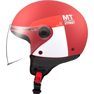 Casca moto deschisa MT STREET INBOARD C5 rosu-alb mat