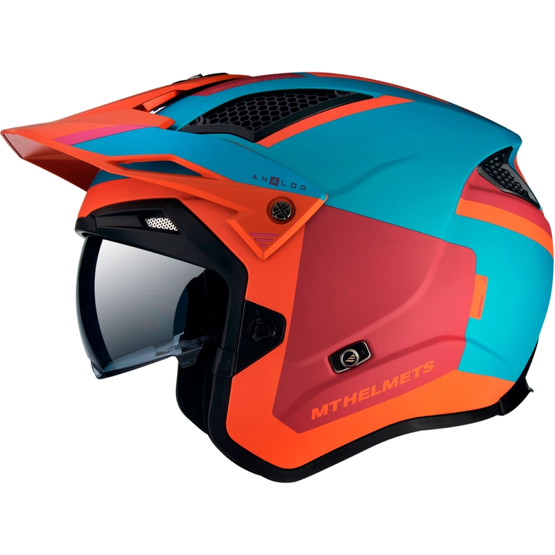 MT District SV Analog Analog D24 cască de motocicletă pentru procese deschise roșu-albastru-portocaliu