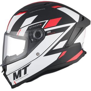 MT Stinger 2 Solid Zivze cască de motocicletă integrală alb-negru-roșu mată