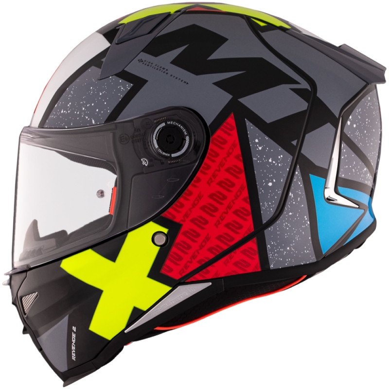 Casca moto integrala MT REVENGE 2 S Light CO negru-rosu-galben lucios