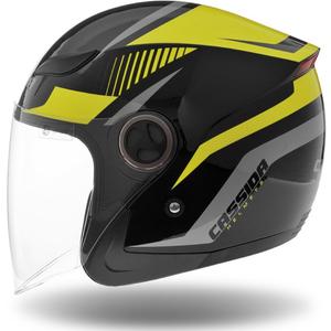 Cască de motociclist Cassida Reflex open negru-argintiu-galben-fluo