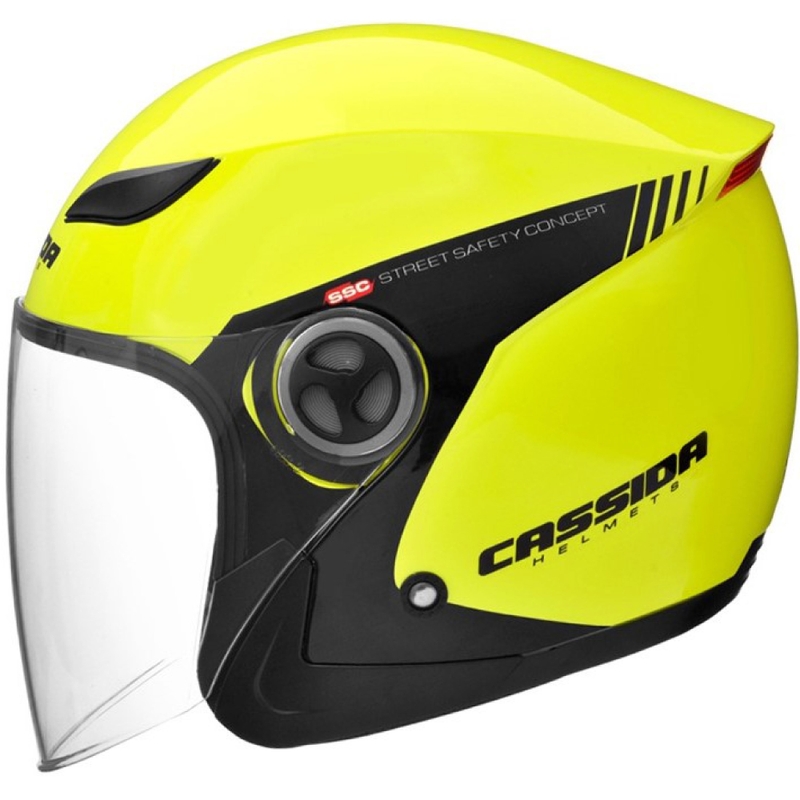 Cască de motocicletă Cassida Reflex Safety open negru-galben-fluo