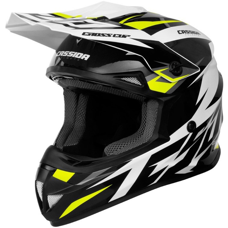 Cassida Cross Cup Two Motocross Cască de motocross negru-alb-gri-gri-fluo-galben