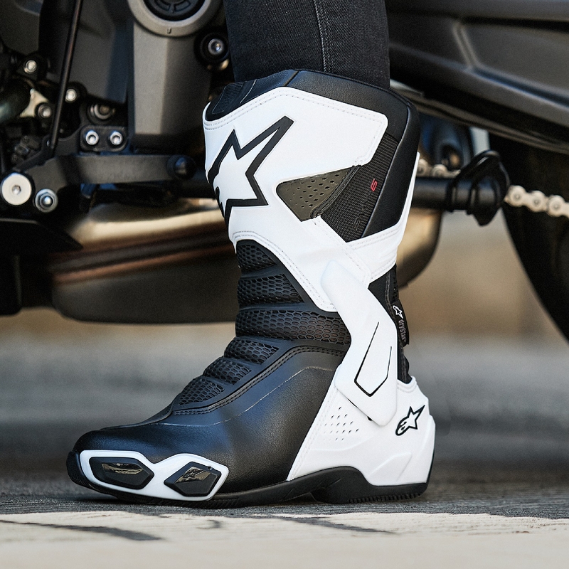 Ghete moto dama Alpinestars Stella SMX-6 3 Drystar alb-negru