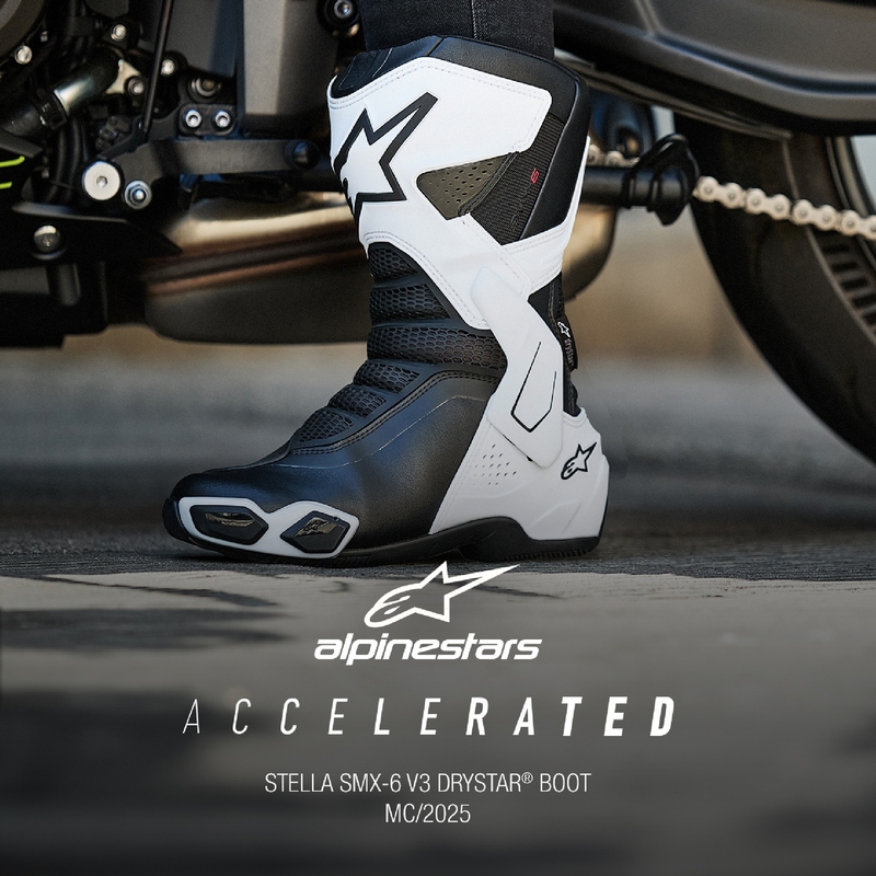 Ghete moto dama Alpinestars Stella SMX-6 3 Drystar alb-negru