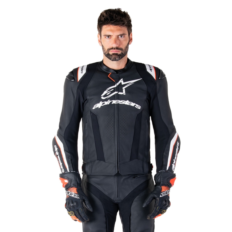 Geacă din piele moto Alpinestars Missile 3 Ignition negru-alb
