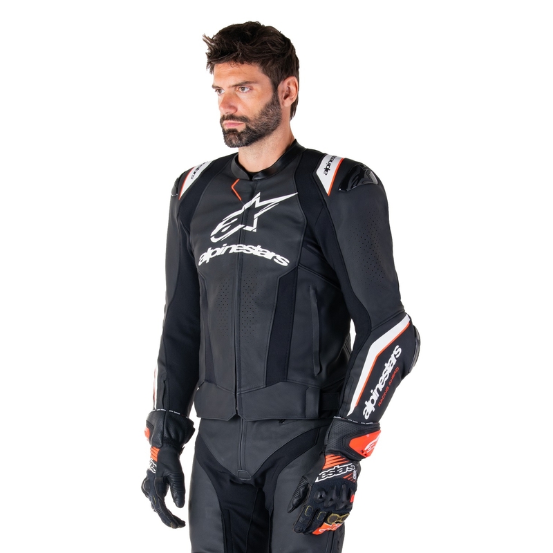 Geacă din piele moto Alpinestars Missile 3 Ignition negru-alb