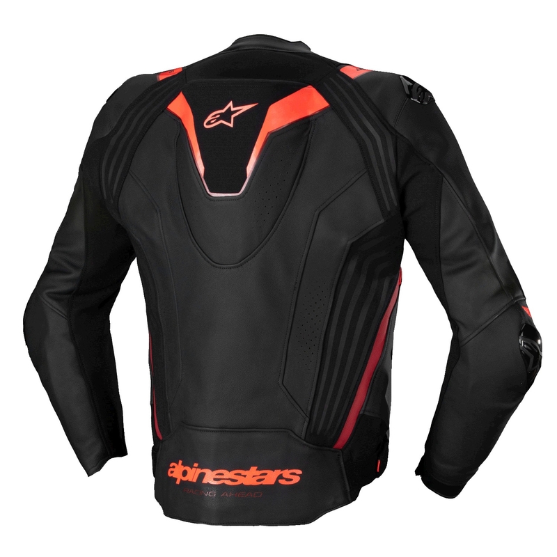 Geacă moto din piele Alpinestars Missile 3 Ignition negru-rosu fluo-rosu închis