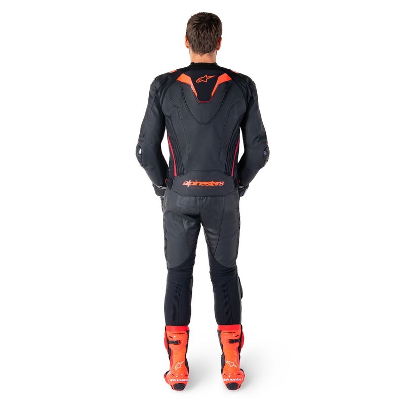 Geacă moto din piele Alpinestars Missile 3 Ignition negru-rosu fluo-rosu închis