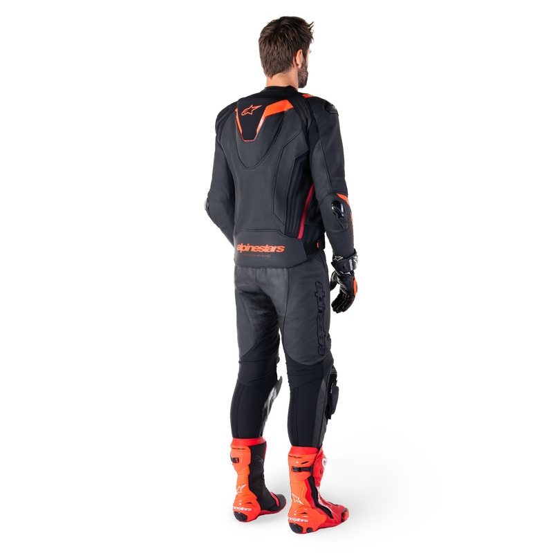 Geacă moto din piele Alpinestars Missile 3 Ignition negru-rosu fluo-rosu închis