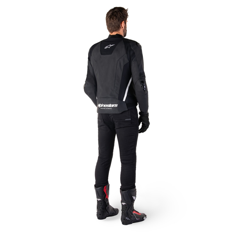 Geacă din piele moto Alpinestars Missile 3 negru-alb