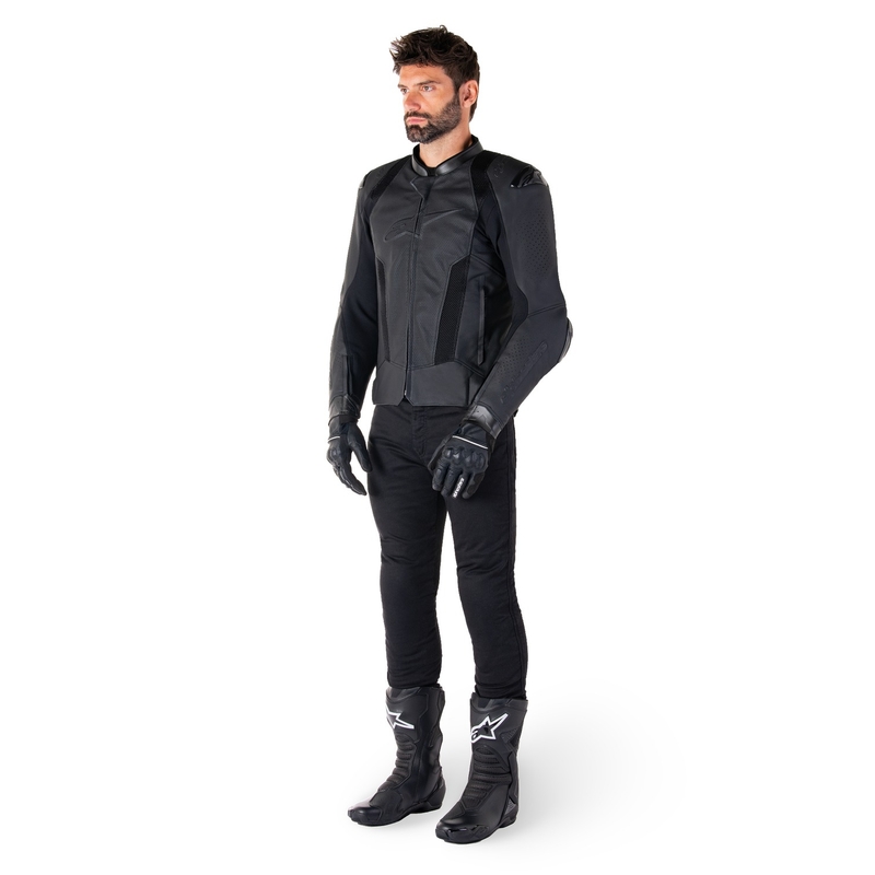 Geacă moto din piele Alpinestars Missile 3 Airflow negru-negru