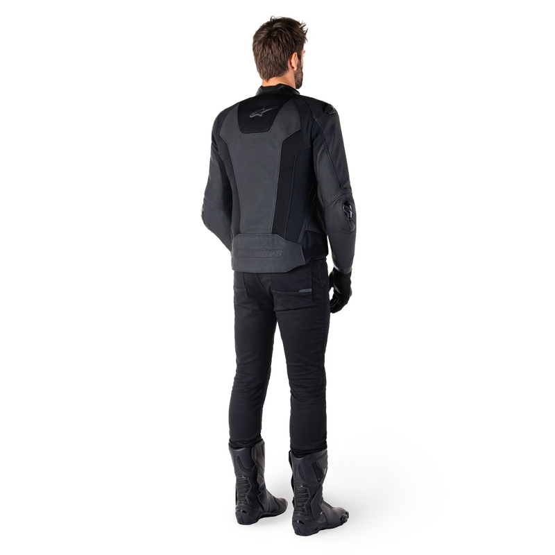 Geacă moto din piele Alpinestars Missile 3 Airflow negru-negru