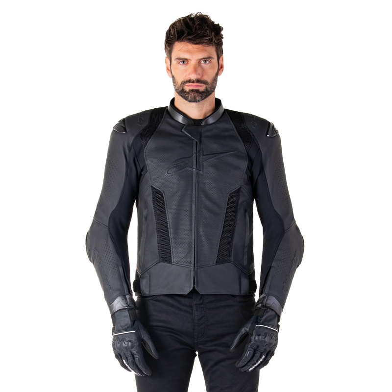 Geacă moto din piele Alpinestars Missile 3 Airflow negru-negru