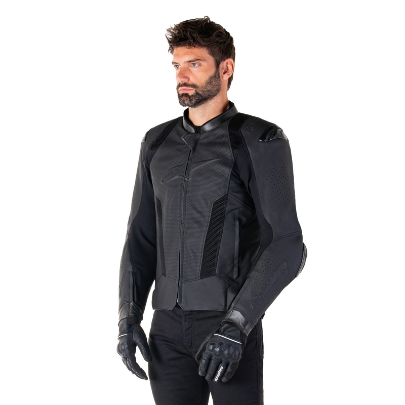 Geacă moto din piele Alpinestars Missile 3 Airflow negru-negru