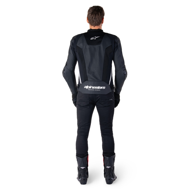 Geacă din piele moto Alpinestars Missile 3 Airflow negru-alb