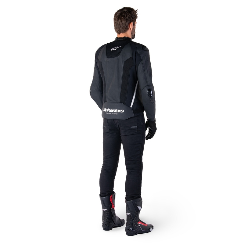 Geacă din piele moto Alpinestars Missile 3 Airflow negru-alb
