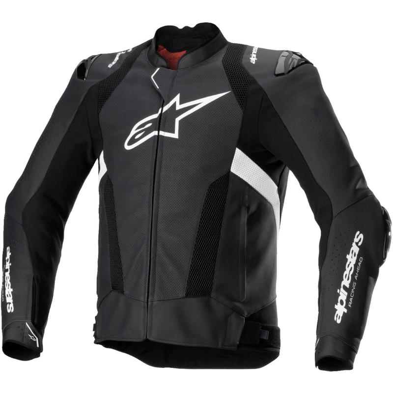 Geacă din piele moto Alpinestars Missile 3 Airflow negru-alb