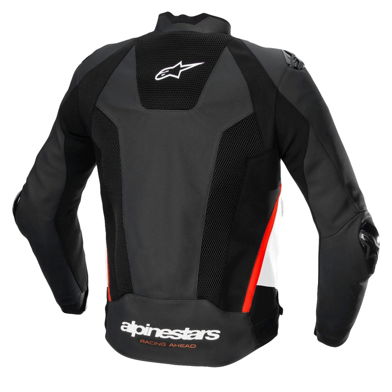 Geacă din piele moto Alpinestars Missile 3 Airflow negru-alb-rosu fluo
