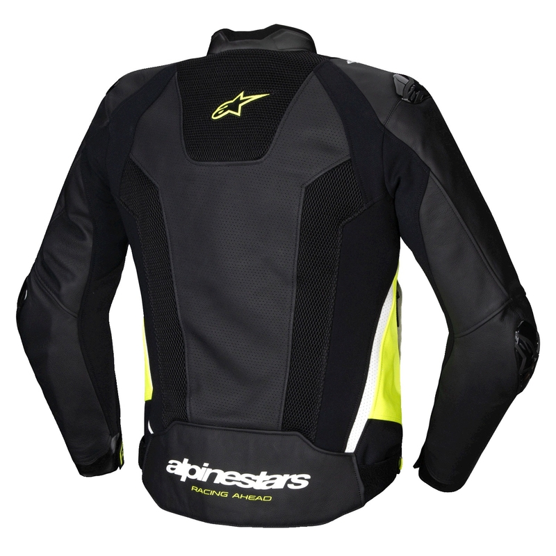 Geacă din piele moto Alpinestars Missile 3 Airflow negru-galben fluo-alb