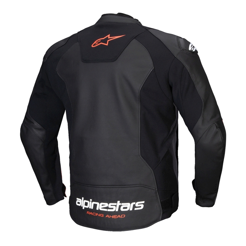 Geaca de piele moto Alpinestars Faster 3 negru-rosu fluo