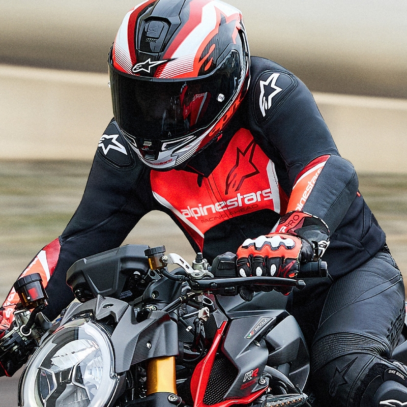 Geaca de piele moto Alpinestars Faster 3 negru-rosu fluo