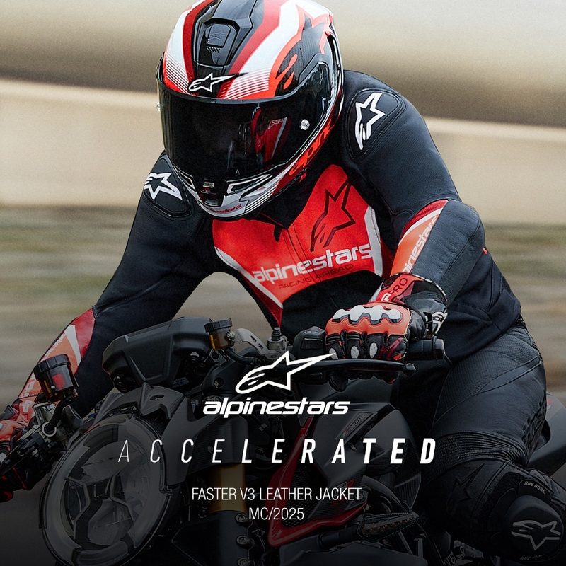 Geaca de piele moto Alpinestars Faster 3 negru-rosu fluo