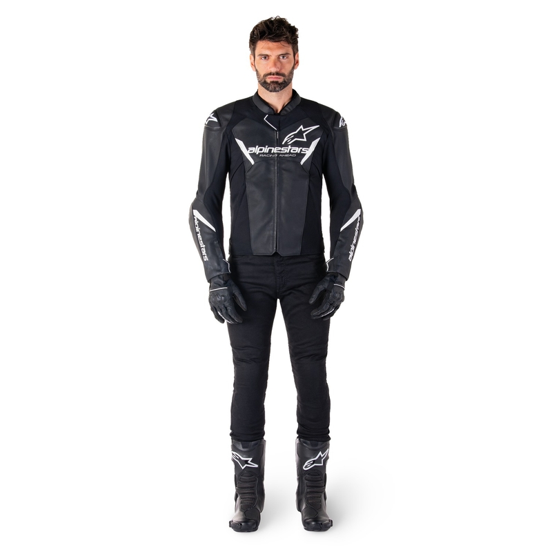 Geacă din piele moto Alpinestars Faster 3 negru-alb