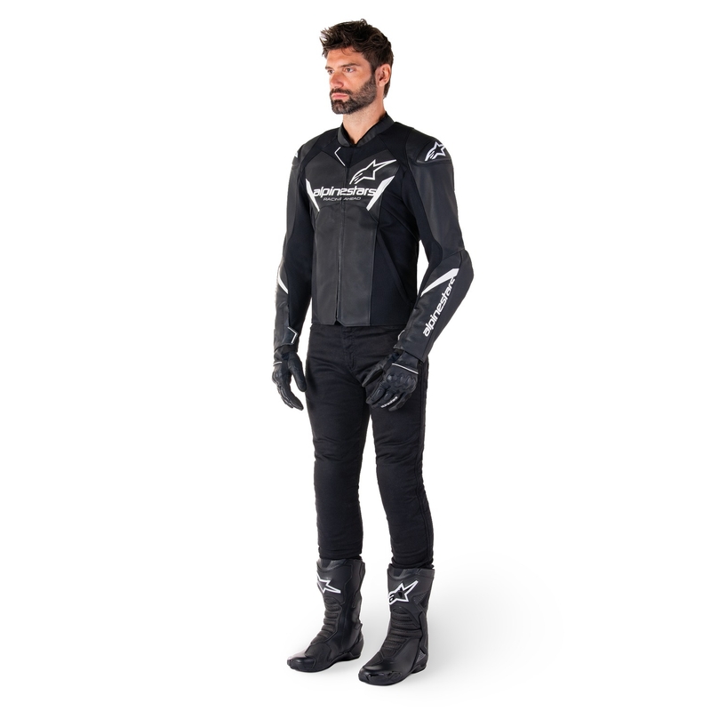 Geacă din piele moto Alpinestars Faster 3 negru-alb