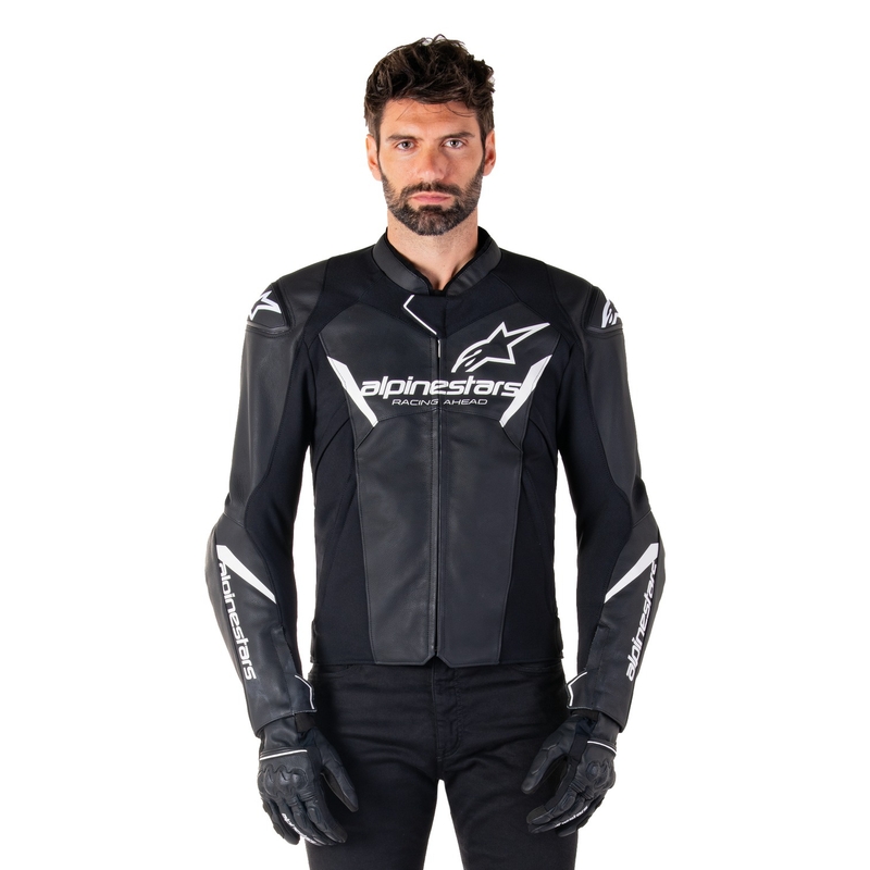 Geacă din piele moto Alpinestars Faster 3 negru-alb