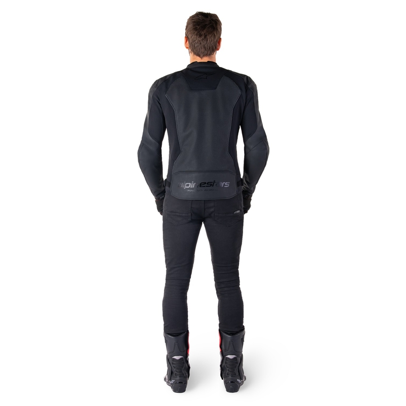 Geacă moto din piele Alpinestars Faster 3 Airflow negru-negru