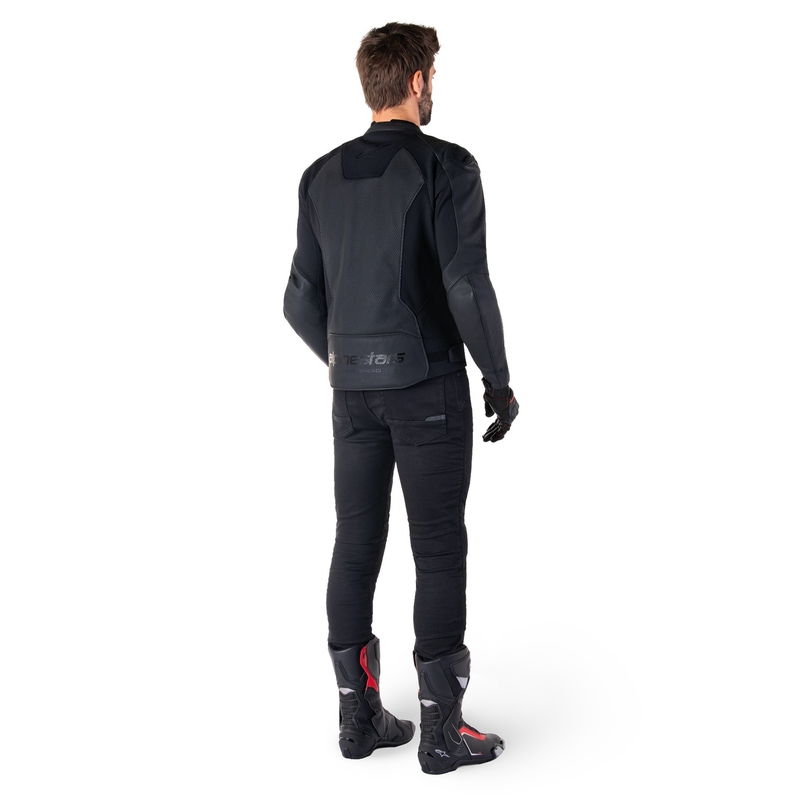 Geacă moto din piele Alpinestars Faster 3 Airflow negru-negru