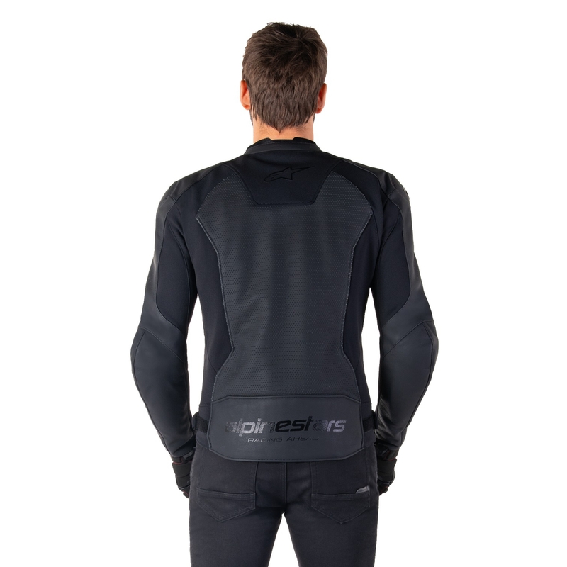 Geacă moto din piele Alpinestars Faster 3 Airflow negru-negru