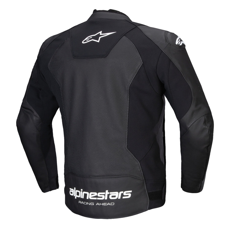 Geacă din piele moto Alpinestars Faster 3 Airflow negru-alb