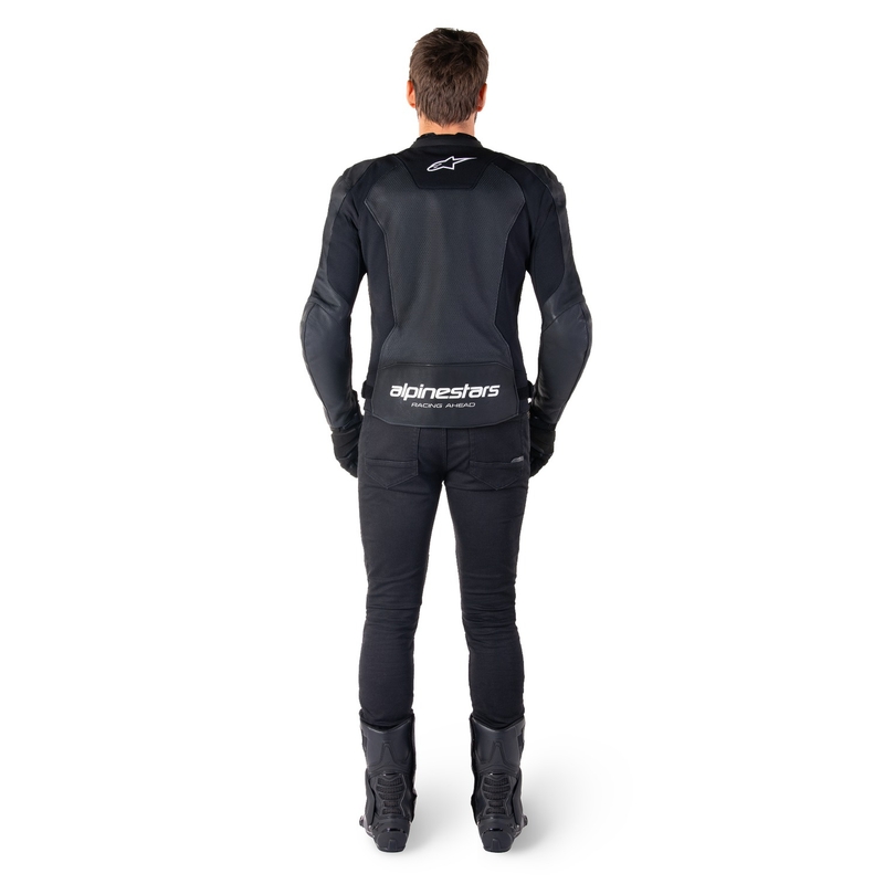 Geacă din piele moto Alpinestars Faster 3 Airflow negru-alb