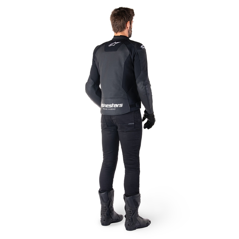 Geacă din piele moto Alpinestars Faster 3 Airflow negru-alb
