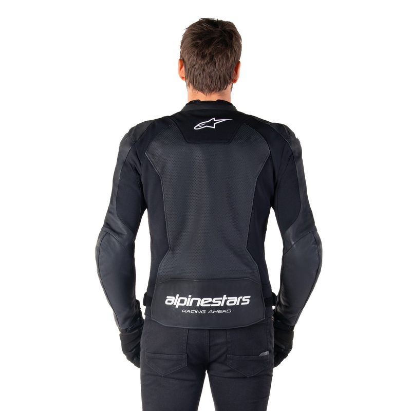 Geacă din piele moto Alpinestars Faster 3 Airflow negru-alb