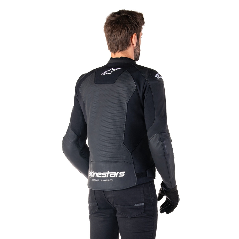 Geacă din piele moto Alpinestars Faster 3 Airflow negru-alb