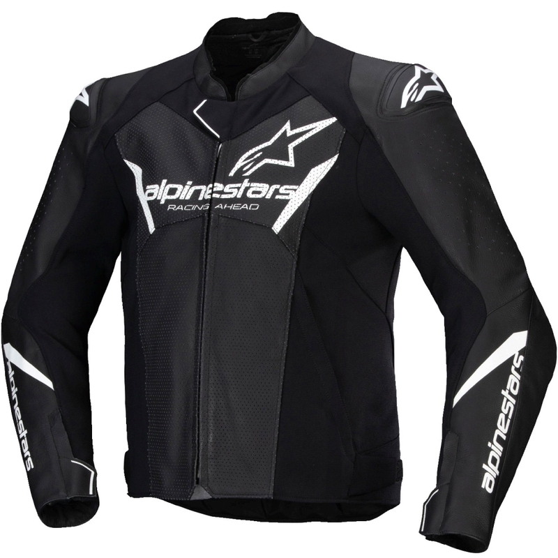 Geacă din piele moto Alpinestars Faster 3 Airflow negru-alb