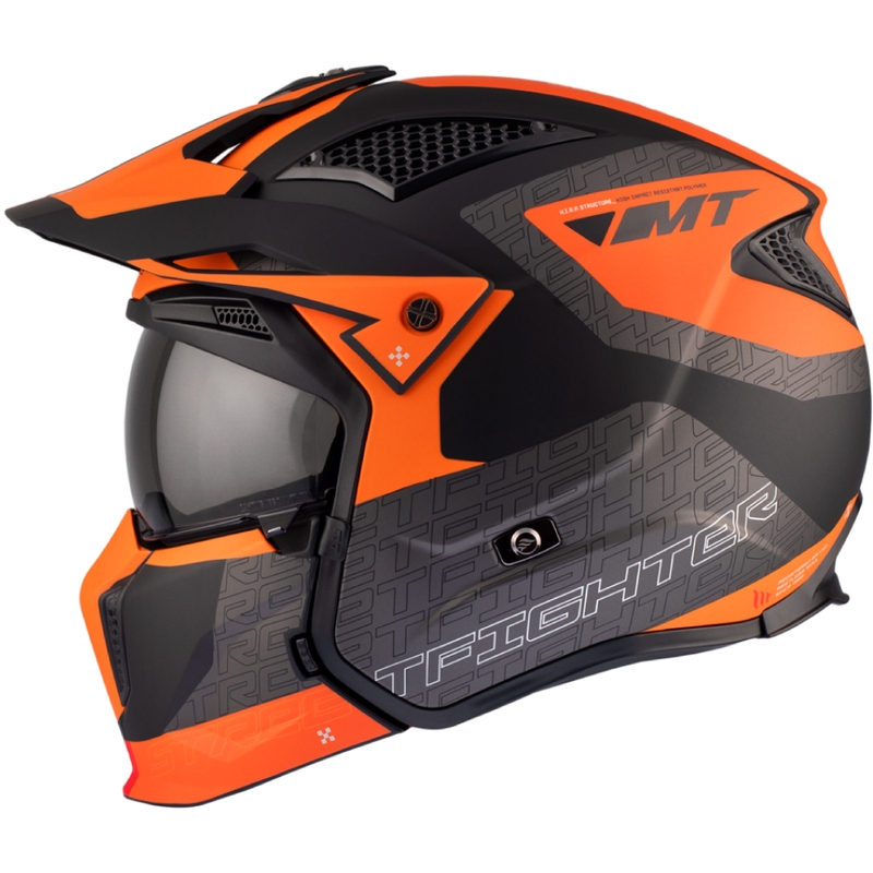 Cască de motocicletă MT Streetfighter SV Totem B4 negru-gri-albastru-portocaliu