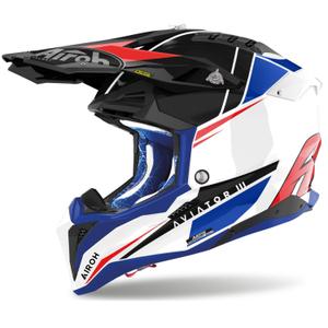 Casca motocross Airoh Aviator 3.0 Push albastru-rosu