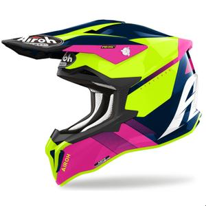 Casca de motocross Airoh Strycker Blazer albastru-roz lichidare