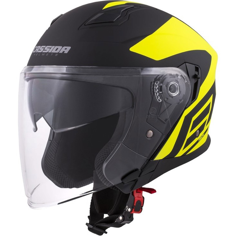 Cassida Jet Tech Corso cască de motocicletă deschisă negru-fluo galben