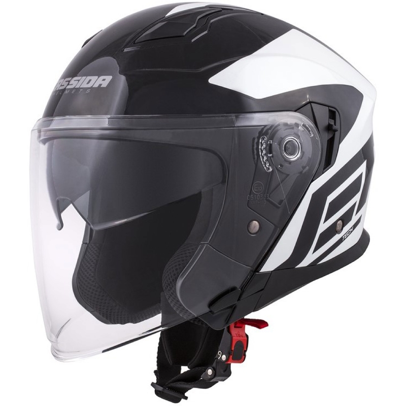Cască de motocicletă Cassida Jet Tech Corso Open negru și alb