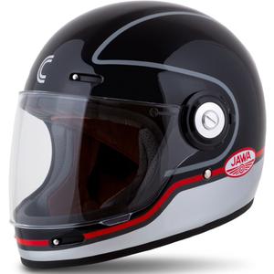 Cască de motocicletă integrală Cassida Fibre Jawa Sport negru-argintiu-roșu