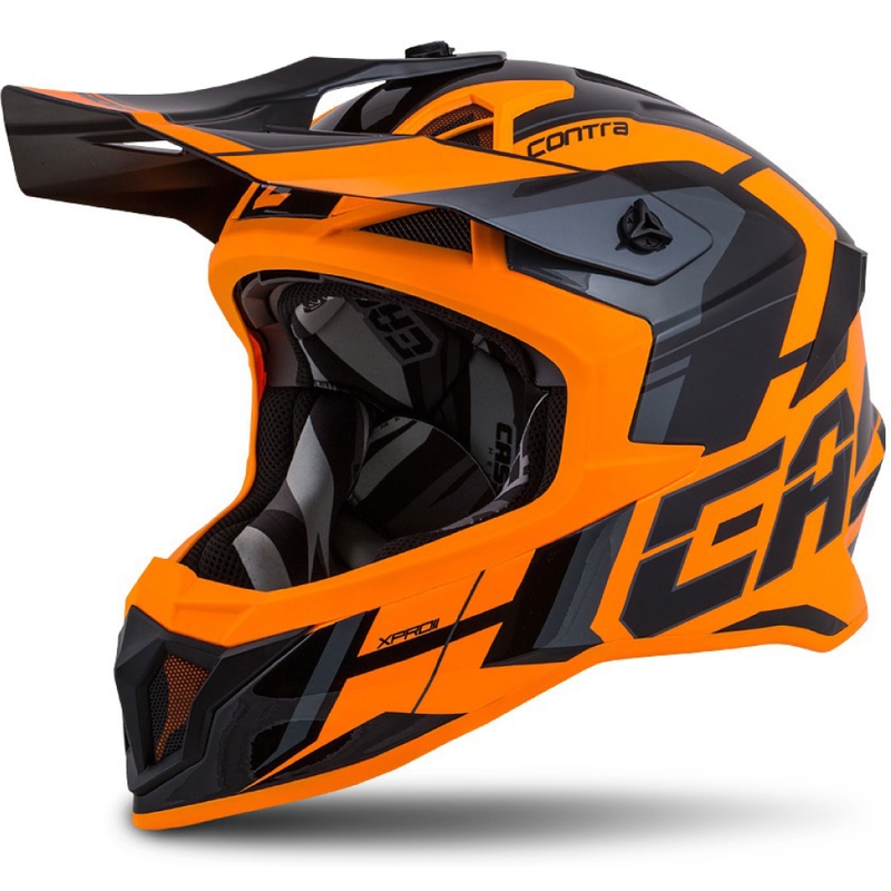 Cască de motocross Cassida Cross Pro II Contra Motocross Cască portocalie-neagră-gri