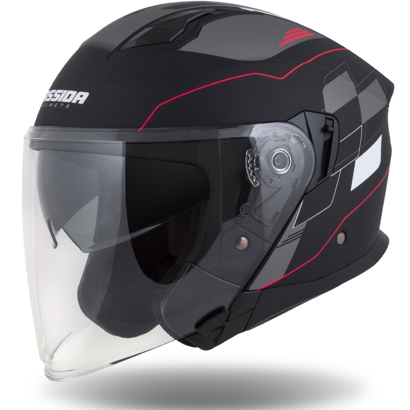 Cască de motocicletă Cassida Jet Tech Roxor Black-Red-Grey Open Moto Helmet