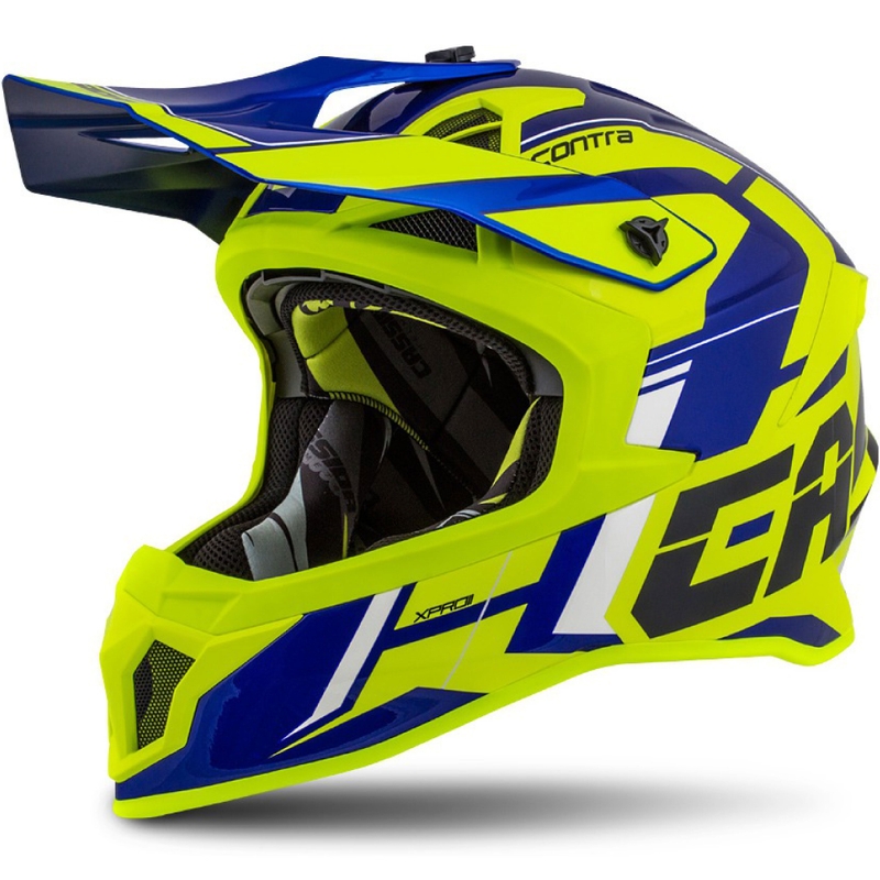 Cască de motocros Cassida Cross Pro II Contra fluo galben-albastru-albastru